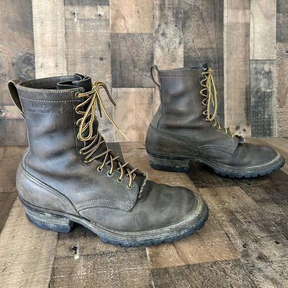Whites Vintage Handmade Logger Packer Plain Toe Work Boots Mens 12.5 D - Picture 8 of 12